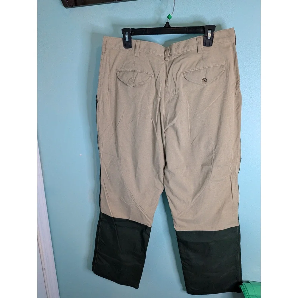 Vintage LL Bean Upland Hunting Pants Mens 36x29 Tan Green Made in USA Nylon J122